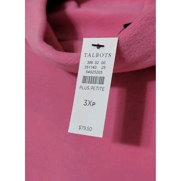 Talbots Womens Plus Petite 3XP Microfleece Funnel Neck Pullover Sweater New Pink - Picture 3 of 8